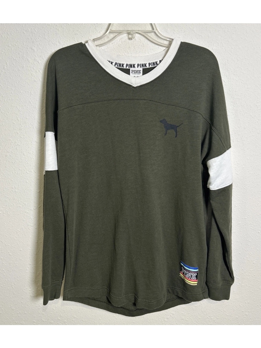 Victoriaโs Secret Pink Green long sleeve Shirt Double Sided Womenโs XS Relaxed
